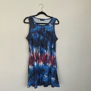 CAMISA Woman Dark Blue & Purple Pocket Crewneck Shift Dress, Size M